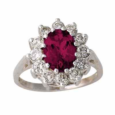 2 Carat Ruby and Diamond Flower Ring -  - PRR3613RB