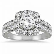 2 Carat White Diamond Halo Engagement Ring in 14K White Gold