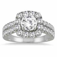 2 Carat White Diamond Halo Engagement Ring in 14K White Gold