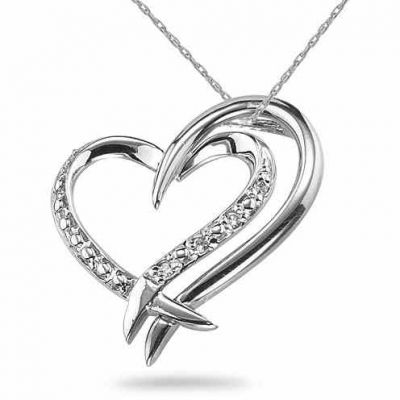 2 Hearts Connect As 1 Diamond Necklace in Sterling Silver -  - SK-DHP-8SS