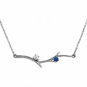 2 Stone 14K White Gold Birthstone Branch Necklace