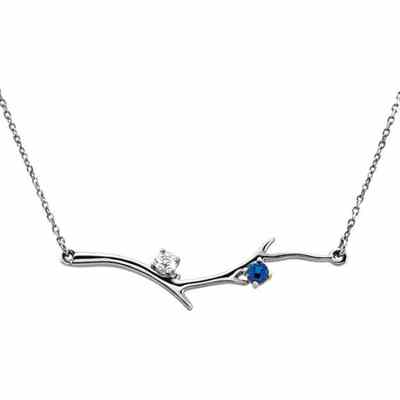 2 Stone 14K White Gold Birthstone Branch Necklace -  - STLPD-86271-2W