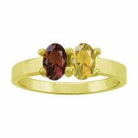2-Stone Custom Gold Engravable Gemstone Mother's Ring