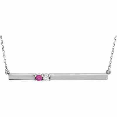 2 Stone Sweetheart Bar Necklace in 14K White Gold -  - STLPD-86092-2W