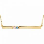 2 Stone Sweetheart Bar Necklace in 14K Yellow Gold