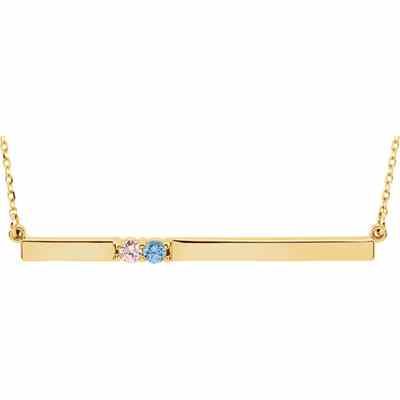 2 Stone Sweetheart Bar Necklace in 14K Yellow Gold -  - STLPD-86092-2Y