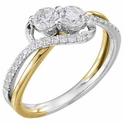 2-Stone Two-Tone 3/4 Carat Diamond Engagement Ring -  - STLEGR-652230-TT