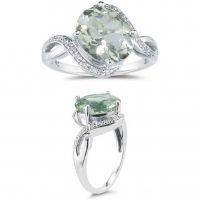 3.10 Carat Green Amethyst and Diamond Ring