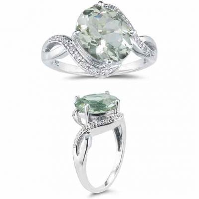 3.10 Carat Green Amethyst and Diamond Ring -  - SPR8046GA