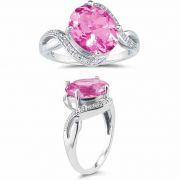 3.10 Carat Pink Topaz and Diamond Ring