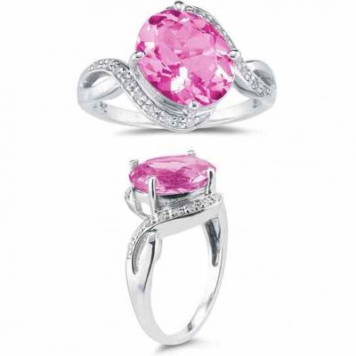 3.10 Carat Pink Topaz and Diamond Ring -  - SPR8046PZ