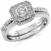 3/4 Carat Art Deco Diamond Wedding Ring Set