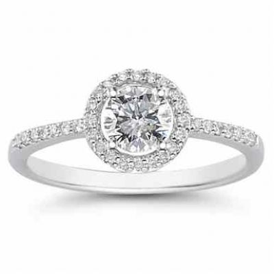 3/4 Carat Diamond Circle Halo Ring in 14K White Gold -  - SHR-MR8616SA