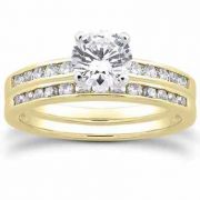 1 Carat Diamond Traditional Wedding/Engagement Ring Set, Yellow Gold