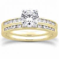 3/4 Carat Diamond Traditional Wedding/Engagement Ring Set, Yellow Gold