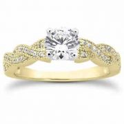1 Carat Diamond Twist Engagement Ring, 14K Yellow Gold