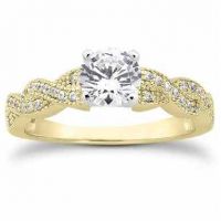 3/4 Carat Diamond Twist Engagement Ring, 14K Yellow Gold