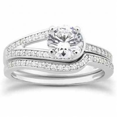 1 Carat Love s Embrace Carat Diamond Bridal Ring Set -  - US-ENS4187W-50SET