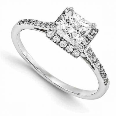 3/4 Carat Princess-Cut Diamond Halo Engagement Ring -  - QGRG-HA-WM1840-1P