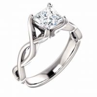 0.75 Carat Platinum Princess-Cut Infinity Diamond Engagement Ring