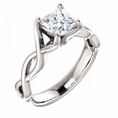 3/4 Carat Princess-Cut Moissanite Infinity Engagement Ring -  - STLRG-122437MO