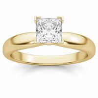 3/4 Carat Princess Cut Diamond Solitaire Ring, 14K Gold
