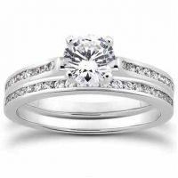 3/4 Carat Round Cut Diamond Engagement Ring Set