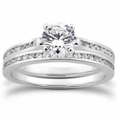 0.90 Carat Round Cut Diamond Engagement Ring Set -  - US-ENS3034W-50SET