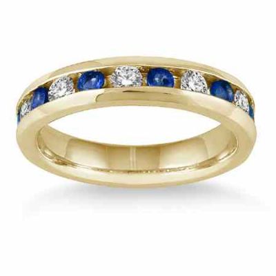 3/4 Carat Sapphire Diamond Band Ring, 14K Gold -  - PRR50687SP
