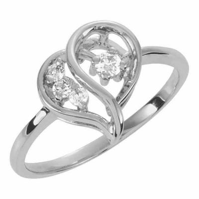 3 and 1 Diamond and White Gold Heart Ring -  - STLRG-4546W
