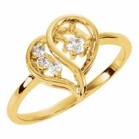 3 and 1 Diamond Heart Ring in Gold