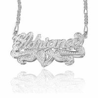 3-Dimensional Name Plate Pendant Necklace in Sterling Silver