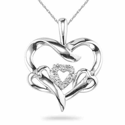 3 Hearts in 1 Diamond Heart Necklace -  - SK-DHP-6