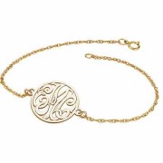 3-Letter Script Monogram Bracelet in Yellow Gold