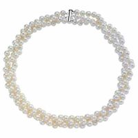 3-Row Freshwater Cultured Pearl Necklace in Silver