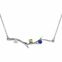 3 Stone 14K White Gold Birthstone Branch Necklace