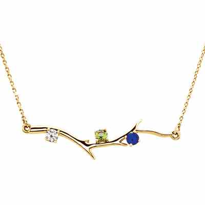 3 Stone 14K Yellow Gold Birthstone Branch Necklace -  - STLPD-86271-3Y