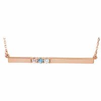 3 Stone Birthstone Bar Necklace in 14K Rose Gold