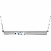3 Stone Birthstone Bar Necklace in 14K White Gold