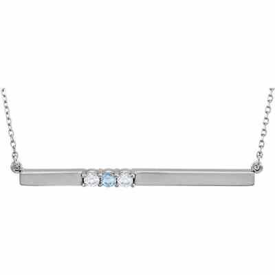 3 Stone Birthstone Bar Necklace in Sterling Silver -  - STLPD-86092-3SS