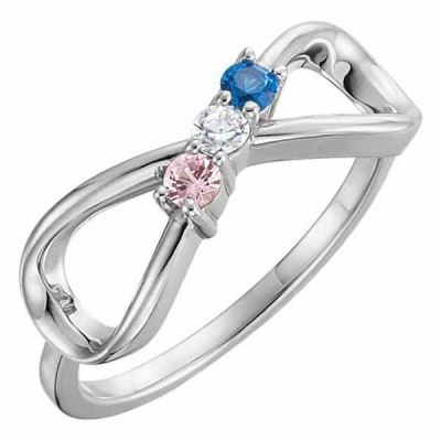 3-Stone Custom Gemstone Infinity Ring in Silver -  - STLRG-71679SS3