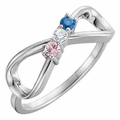 3-Stone Personalized Infinity Family Ring -  - STLRG-71679W3