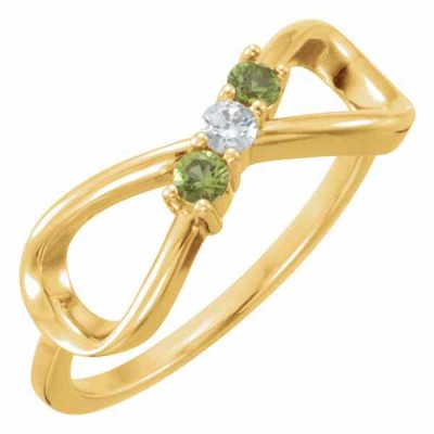 3-Stone Infinity Family Ring in Gold -  - STLRG-71679Y3