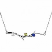 3 Stone Sterling Silver Birthstone Branch Necklace