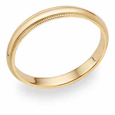 3mm 14K Gold Milgrain Wedding Band Ring -  - MIL52-31