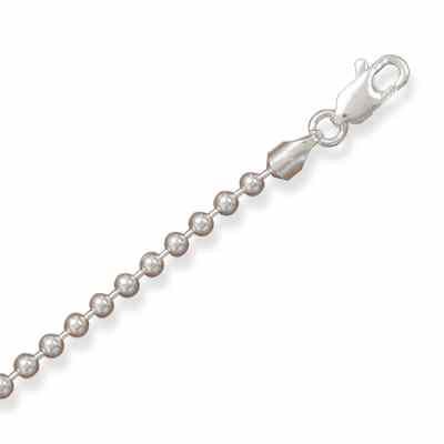 3mm Bead Chain Necklace, Sterling Silver -  - MMA-BD3