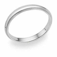3mm Milgrain Wedding Band in 14K White Gold