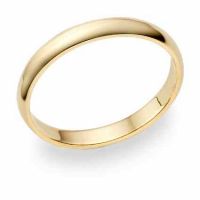 18K Yellow Gold 3mm Plain Wedding Band Ring