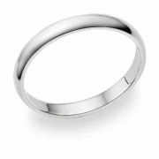 18K White Gold 3mm Plain Wedding Band Ring
