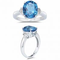 4.50 Carat Blue Topaz and Diamond Ring
